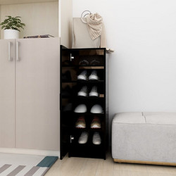 vidaXL Παπουτσοθήκη Ξύλινη Μαύρη Μ35xΠ32xΥ92cm 808973