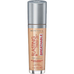 Rimmel Lasting Finish Breathable 102 Light Nude Liquid Foundation SPF20 30ml