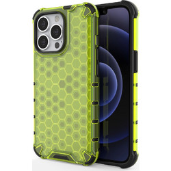 Honeycomb Case armor cover with TPU Bumper for iPhone 13 Pro green