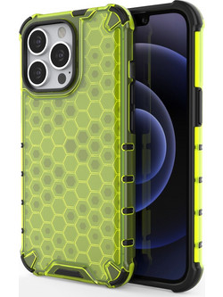 Honeycomb Case armor cover with TPU Bumper for iPhone 13 Pro green