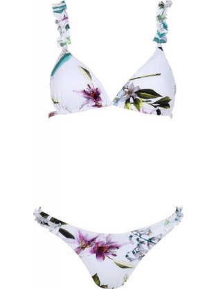 Gsecret Bikini Set Τριγωνάκι με Ενίσχυση Brazil Floral Λευκό L2201-18872