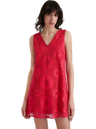 Desigual Mini Καλοκαιρινό Καθημερινό Φόρεμα Floral Φούξια 22SWVW25-3145