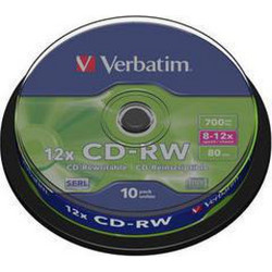 CD-RW VERBATIM 43480 SERL 700MB 12X SCRATCH RESISTANT SURFACE