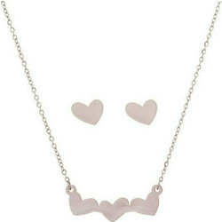 Dalee Jewels Stainless Steel Triple Heart Σετ Κολιέ & Σκουλαρίκια