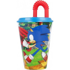 Stor Sonic Παιδικό Ποτήρι Πλαστικό BPA Free με Καλαμάκι Μπλε 430ml