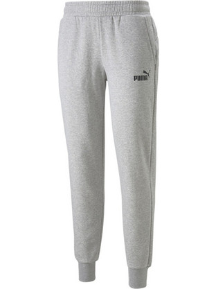 Puma Essentials Logo Ανδρικό Παντελόνι Φόρμας Fleece με Λάστιχο Γκρι 586714-04
