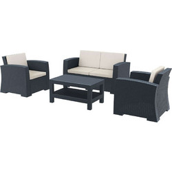 Zougris Monaco Σετ Σαλόνι Κήπου Rattan 4τμχ Μαύρο 53.0821