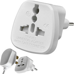 Αντάπτορας Πρίζας Ταξιδιού Travel Adaptor με Σύστημα Προστασίας από EU σε UK, 10A / 16A - Aria Trade