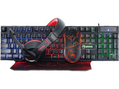 Marvo CM409 Σετ Gaming Πληκτρολόγιο RGB Black