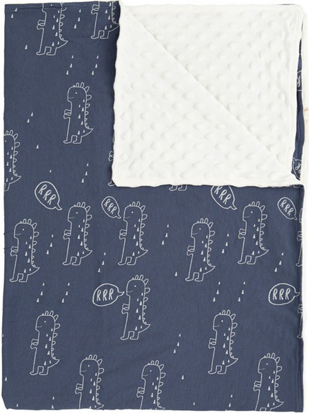BimbiDreams Bimbi Pirulos Dinos Κουβέρτα Αγκαλιάς Βελουτέ 80x100 Λευκή Navy Μπλε