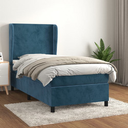 vidaXL Κρεβάτι Boxspring με Στρώμα Σκούρο Μπλε 90x200cm 3129073
