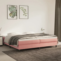 vidaXL Κρεβάτι Boxspring με Στρώμα Ροζ 200x200 εκ. Βελούδινο 3144356