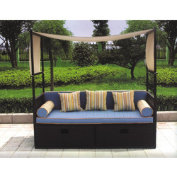 Unigreen Iris Τριθέσιος Καναπές Εξωτερικού Χώρου Rattan Μαύρος 193x86x190cm 19633