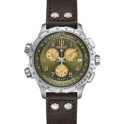 Hamilton Khaki Aviation Ανδρικό Ρολόι Χρονογράφος με Καφέ Δερμάτινο Λουράκι H77932560