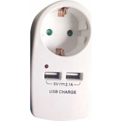 Πρίζα Σούκο με Γείωση και 2 Θύρες USB 'σπρο 8795 8795