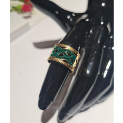 Γυναικείο Δαχτυλίδι Από Ατσάλι Πράσινο Zircon, Σε Χρώμα Χρυσαφί - 30-23-08Χ