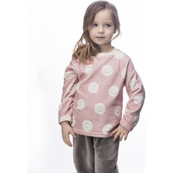 Galaxy Smile Παιδική Πιτζάμα Fleece Χειμωνιάτικη Ροζ Γκρι 22-118-002