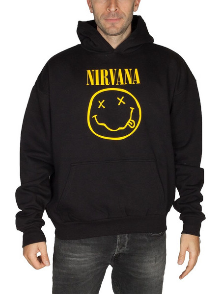 Amplified Nirvana Smiley Face Ανδρικό Φούτερ με Κουκούλα Μαύρο ZAV841NIF-BLK