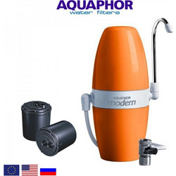 Aquaphor Modern V2 Μονό Φίλτρο Νερού Άνω Πάγκου με Βρυσάκι Πορτοκαλί