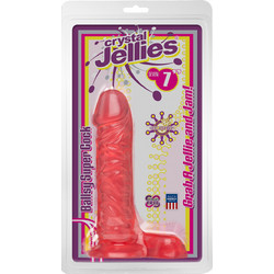 Doc Johnson Crystal Jellies 7" Ρεαλιστικό Dildo με Βεντούζα & Όρχεις 18cm Ροζ