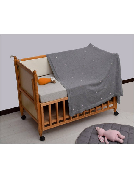Liolios Home Stripe Dots Κουβέρτα Αγκαλιάς Πλεκτή 80x100 Γκρι