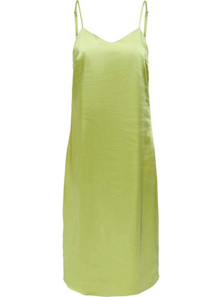 Only Maura Midi Καλοκαιρινό Καθημερινό Φόρεμα Σατέν Lime 15255633