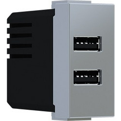 Acaelec Modys Πρίζα Τροφοδοσίας 2xUSB 1 Στοιχείου A+C 5VDC 3A IP20 Ασημί (10101412362)