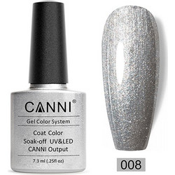 Canni 008 Metallic Silver Ημιμόνιμο Βερνίκι Νυχιών 7.3ml