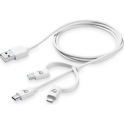 Cellular Line 316111 Regular USB to Lightning / Type-C / micro USB Cable Λευκό 1m
