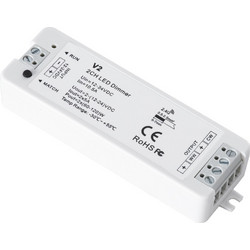 GLOBOSTAR(R) 71564 SKYDANCE V2 TONE CCT Controller 2CH DC 12-24V 10A 240W Max IP20 - RF 2.4GHz + Auto-Transmit + Sync - M9.7xΠ3.3xΥ1.8cm
