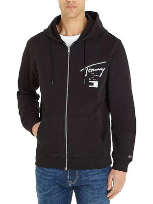 Tommy Jeans Ανδρική Ζακέτα Φούτερ με Κουκούλα και Φερμουάρ Μαύρη DM0DM17793-BDS