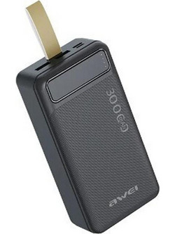 Awei P7K Power Bank 30000mAh με 2 Θύρες USB-A & Θύρα USB-C Black