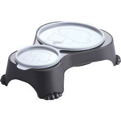 Rotho Sally Double Bowl 1lt και 0,28lt Μπολ Διπλό Πλαστικό με καπάκι Γκρι