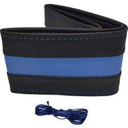 Κάλυμμα τιμονιού αυτοκινήτου Otom Stitching δερματίνη ραφτό εξώγαζο μαύρο - μπλε Medium 37-39cm DK-302 1 τεμάχιο