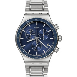 Swatch Ανδρικό Ρολόι Χρονογράφος με Ασημί Μεταλλικό Μπρασελέ YVS496G