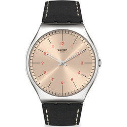 Swatch Ανδρικό Ρολόι με Μαύρο Δερμάτινο Λουράκι SS07S118