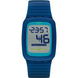 Swatch Ψηφιακό Ανδρικό Ρολόι Χρονογράφος με Μπλε Καουτσούκ Λουράκι SVQN100