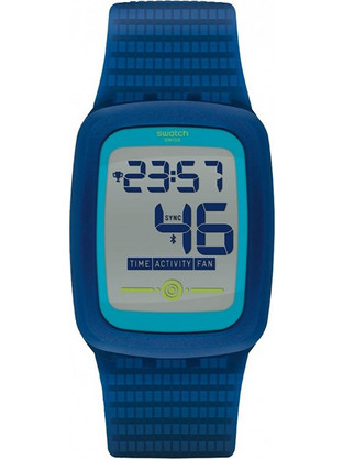 Swatch Ψηφιακό Ανδρικό Ρολόι Χρονογράφος με Μπλε Καουτσούκ Λουράκι SVQN100