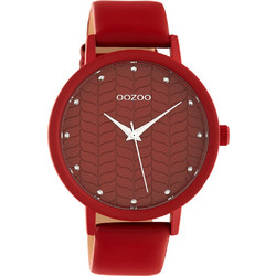 Oozoo Timepieces Γυναικείο Ρολόι με Κόκκινο Δερμάτινο Λουράκι C10656