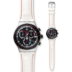 Swatch Daikanyama Ανδρικό Ρολόι Χρονογράφος με Λευκό Δερμάτινο Λουράκι YVS407