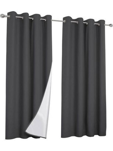 Idomya Κουρτίνα με Τρουκς 135x240 Ανθρακί 30040361 2τμχ