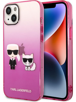 Karl Lagerfeld Ikonik Karl & Choupette Back Cover Pink Gradient (iPhone 14 Plus)