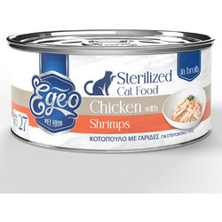 Egeo Pet Food Sterilised Adult with Chicken & Shrimps in Broth 70gr