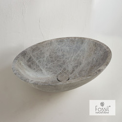 Fossil Mica Επικαθήμενος Νιπτήρας Μπάνιου Οβάλ Μαρμάρινος 55x41cm Γκρι 517-DR55-524