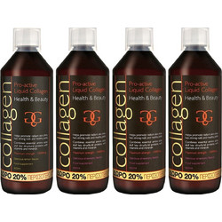 Σετ Collagen ProActive Πόσιμο Κολλαγόνο Συμπλήρωμα Διατροφής με Κολλαγόνο για το Δέρμα, Μαλλιά & Νύχια 2400ml (4x600ml) - 1 Λεμόνι + 3 Φράουλα