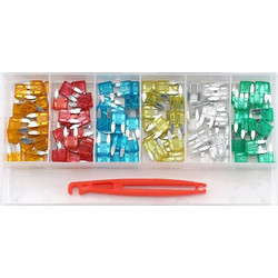 Ασφάλειες Μοτοσυκλέτας Sonic, mini fuses assortment box, with puller. 121-piece