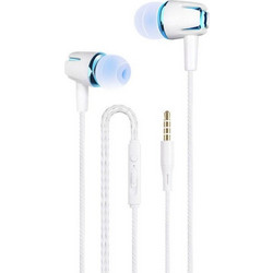 3.5mm Wired Earphone Earbuds Stereo Sound Metal Bass Headset with Mic for Smart Phone(Blue) (OEM)