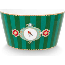 Μικρή Ατομική Σαλατιέρα Δ15cm Pip Studio - Love Birds Medallion Stripes Emerald-Green