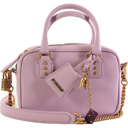 PINKO ΤΣΑΝΤΑΚΙ BOWLING BAG MINI VITELLO SETA LOGO ΖΑΡΙ ΛΙΛΑ