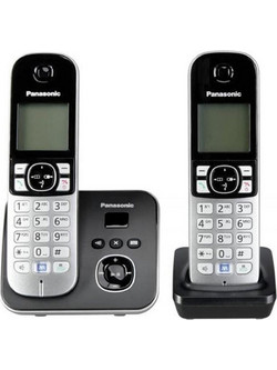Panasonic KX-TG6822 Ασύρματο Τηλέφωνο Σετ Duo με Ανοιχτή Ακρόαση Μαύρο